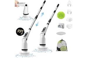 UCMDA Brosse Nettoyage Electrique Rotative - Rechargeable USB Electrique Nettoyage, avec Tige TéLescopique et 8 TêTes De Brosse Poignée，Brosse de Nettoyage Electrique