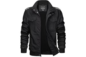 KEFITEVD Wojskowa kurtka bomberka zimowa na co dzień z wieloma kieszeniami, motocyklowa męska bawełniana