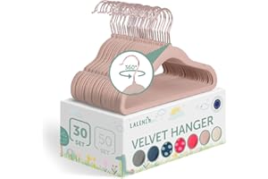 Laleni Perchas Infantiles de Terciopelo - 30 Piezas Ahorra Espacio Para Bebé Recién Nacido - Giratorias 360° Antideslizantes - Rosa/Rosa Empolvado