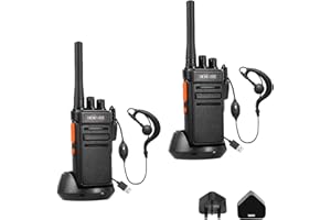 HESENATE HT66 PMR446 License-Free Walkie Talkies - Long Range Two-Way Radio, USB-C Rechargeable 16 Channel VOX Hands-Free, for Business Outdoor Camping Construction (2 Pack, Black)