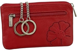 LEDERSHOP24 Leder Schlüsseletui Schlüsseltasche Schlüsselmappe Schlüsselbeutel mit Reißverschlussfach Farbe Rot