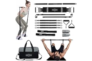 ‎INNSTAR INNSTAR Tragbares Home Gym 5.0 Set, Bankdrücken Brusttrainer Resistance Band Set, Fitnessbänder Krafttraining mit Detachable Fitness Stange,für Zuhause, Reisen, Fitnessstudio