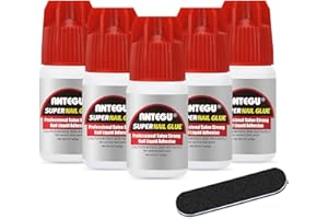 UHELTOSLY 5pcs*5g Nail Glue Extra Strong for Acrylic Nails,With Nail File,Strong Nail Glue for Diamond Gem Nail Art,Suitable for Natural Nails,Helping to Repair Damaged Nails