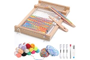 FYSL Métier à tisser pour enfants, Jouet tissage en bois, Apprendre à tisser enfant Activité manuelle créative, Kit tissage débutant enfant de 6 à 12 Ans, 29 × 19 cm