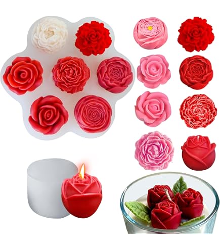 Moules Silicone Fleurs Pour Bougies, Fondant, Chocolat - 8 Pièces, Formes Chrysanthème Et Marguerite, Résistant Chaud/froid - 5