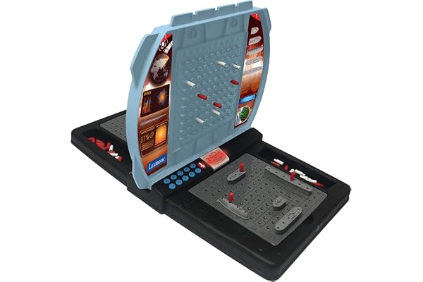 Lexibook, Bataille Navale Parlante (Français Anglais Espagnol Portugais), Jeu de société électronique 1 ou 2 Joueurs, Interactive, Effets Lumineux et sonores, stratégie, à Piles, Gris/Noir, GT2800i1