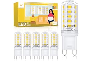 wowatt G9 LED Bulbs Cool White 6000K 5W, Equivalent to 40W G9 Halogen Bulb, Non Dimmable, No Flicker, 400LM, AC 220V-240V, Energy Saving G9 LED Capsule Light Bulbs, 6-Pack