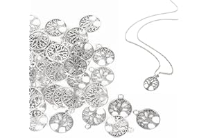 GGISUI 100 Piezas Colgante de Árbol de la Vida DIY Colgante Dijes Antiguos para Collar Estilos Conector de Árbol de Artesanía Resultados comunión bautizo Navidad decoraciones de regalo de boda