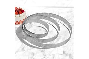 Teokantz 3 Pezzi Ø 10/15/20 cm Anello Microforato Crostata, Stampo Crostata Microforato in Acciaio Inox 430, Anello Traforato per Crostate Pasticceria Torte Pizze Muffin