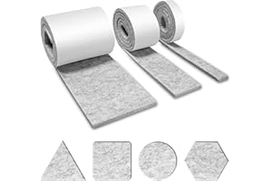 Brevanza 3 Rouleaux Feutrine Autocollante (100cmx10cm, 100cmx5cm, 100cmx2cm), Patin Feutre, Patins Feutres pour Meubles, Bande de Protection Autocollante Meuble, Auto-AdhéSif Autocollant Meuble Gris