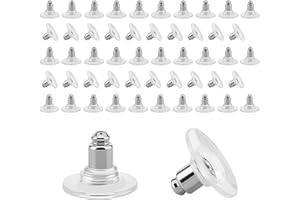 Solihigh 50 PCS Soft Transparent Earring Backs,Safety Bullet Clutch Plastic Earring Backs Replacements for Hook, Studs, Hoops, DIY.