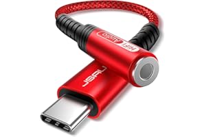 JSAUX USB C Kopfhörer Adapter Aux, USB C auf 3.5 Klinke Adapter Audio für iPhone 17 Pro Max/Air/16 Pro Max/ 15 Pro Max,Samsung S24/S24+/S24 Ultra/S23/S22,Pixel 9 Pro/9/8 Pro/8/7 Pro/7-Rot