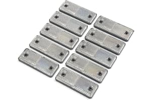ETUKER 10 Pack Rear Reflector, Rectangular Rear Reflectors Screw on Safety Reflective, Post Reflectors, Reflectors For Gate Posts for Caravan/Truck/Trailer/Boat/Motorcycle Fence Gate Posts(white)