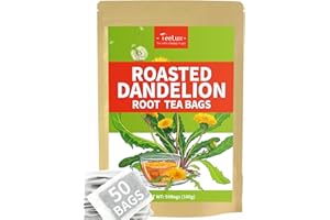 TeeLux Roasted Dandelion Root Tea Bags 50 Count, Premium Natural Dandelion Root Herbal Tea, Caffeine Free, A Popular Coffee Alternative