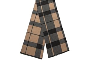 Lindoro Merino Wollschal für Herren, Warme, Leichte Tartan-Plaid-Winter-lange Schals mit Geschenkbox