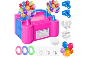 Gonfleur Ballon Electrique, 600W Pompe à Ballon Electrique Double Buse Gonfleur Ballon Anniversaire, Portable Gonfleur Pompe à Ballons pour d'anniversaire, Fêtes, Mariages