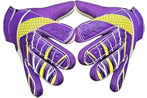 Jalunth Gants de Gardien But Enfant Jeune Junior avec Protections des Paume en Latex Antiderapant et Dos Main PU Convient Entrainement et Compétition Gant de Foot Gardien pour Garcon Fille Garçons