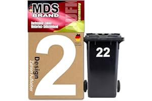 ‎MDS BRAND Prime Design 15cm Zahlen Aufkleber | Selbstklebende hausnummern zum aufkleben | Klebezahlen für Mülltonne, Briefkasten & Hausnummer | Optimal für Außen & Innen, klebeziffer sind Weiss (2, 15cm)