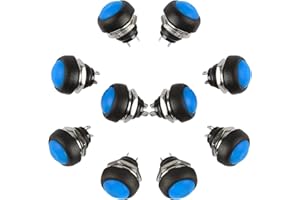 Larcele Botones Redondos DIY Retorno Automático Pulsador ankg-01 10 Piezas 12 mm Azul