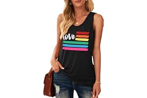 hohololo Pride Tank Top for women LGBT love Rainbow Print Sleeveless Shirt Gay Pride Month tops
