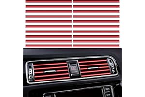 20 Stück Youzzei Auto Lüftungsschlitz Dekoration, 20CM DIY Car Air Vent Decoration, PVC Auto Deko Innenraum Lüftungsgitter Innenausstattung Streifen für die Meisten Lüftungsschlitze (Rot)