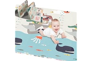 CANMALCHI Foldable Baby Mat Large Thick Playmat,Reversable Waterproof Foam Double-Sided Crawling Mat,Baby Floor Play Mat for Infants Toddlers Activity 200x180x1cm (78.7 * 70.8 * 0.4)''
