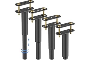 Oursouion Bed Support Leg,Bed Legs Adjustable Retractable Heavy Duty Bed Center Frame Slat,Metal Furniture Legs Suitable for Cabinet Sofa Bed Frame Replacement Parts 4Pcs 7inch -13inch (Black)