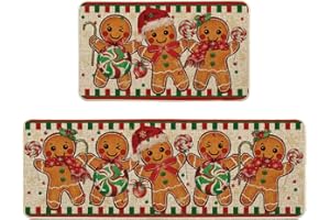 Artoid Mode Pan di zenzero Kekse Lollipop - Set di 2 tappeti da cucina, lavabili per interni ed esterni, 43 x 73 e 43 x 118 cm