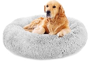 TOHDNC Cuccia per Gatto Cane, Rotondo Morbida Peluche Letto Antiscivolo Lavabile Cuscino per Gatti e Cani di Piccolo Media Taglia (60cm Grigio Chiaro)
