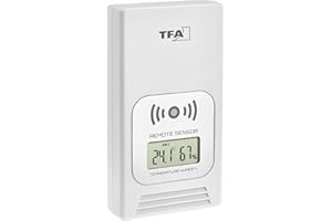 TFA Dostmann sensore Esterno di Termo-igro con Display, 30.3241.02 trasmettitore di Ricambio, trasmettitore da Esterno per Stazione Meteo Radio Life 35.1153, Bianco