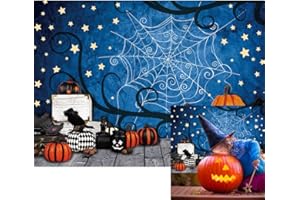 XCKALI Halloween Hintergrund Spinnennetz Gruseliger Kürbis Fotografie für Halloween Themen Party Halloween Nacht Horror Dekoration (2,1 x 1,5m)