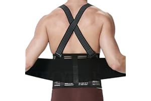 NEOtech Care Ceinture lombaire avec bretelles | Travail, Chantier | Soutien du dos compression réglable, correction posture (Noire, Taille L)