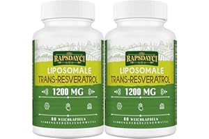 RAPSDAYCI 1200 mg de trans-resvératrol liposomal, resvératrol à haute dose, formule pure à 98%, trans-resvératrol de renouée du Japon, meilleure absorption, 120 gélules