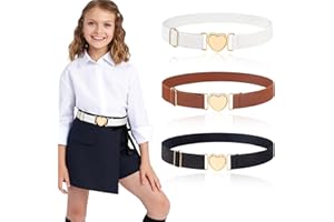 KAIOWPEIC 3 Stück Kindergürtel Mädchen, PU Verstellbare Herz Schnalle Taillengürtel, Herz Schnalle Leder Mädchen Gürtel, Kindergürtel