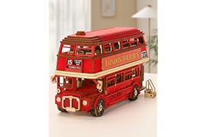 ROWOOD Drewniane puzzle 3D London Tourbus, kreatywny zestaw modelarski dla dorosłych do budowania