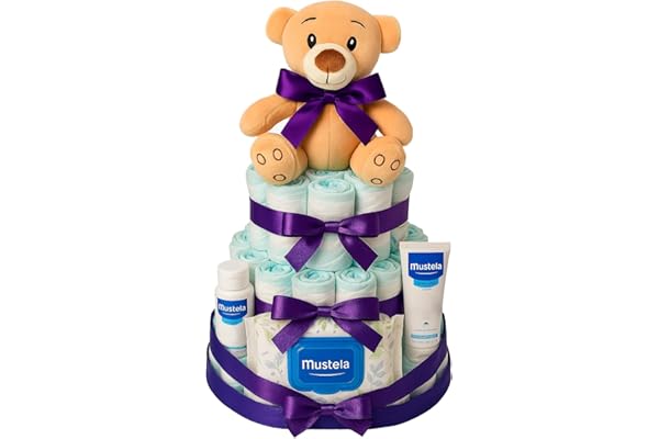 Gâteau De Couches Mustela Cadeau Naissance Fille Garçon Mixte Personnalisé Trousse Bébé Coffret Original Cadeaux Baby Shower Mixte Premium Bebe Naissance Premiers Essentiels Pour Bébé Couches Taille 2