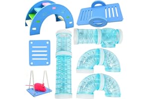 Qixuer 8 sztuk tunel dla chomika, tunel dla chomika, przygoda, zewnętrzne rurki, zestaw zewnętrznych rur, tunel do torów, zabawka z 3 zabawkami dla chomika, małe zwierzęta, akcesoria do aktywności dla