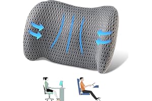 LQCOZYM Lendenkissen, Memory Foam Rückenstützkissen, Ergonomisches Rückenkissen für Autositze, Bürostuhl und Rollstuhl, Kann Rückenschmerzen Vorbeugen und Lindern (Grau)