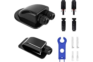 HUAZIZ Noir Passe-Toit Solaire, Simple en ABS Plaque Passe Toit Solaire+Double Passe câble en ABS Résistant aux Intempéries pour Caravane Bateau Camping Car (2 Pièces)