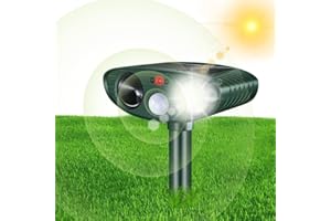 Kimroxi Fox Deterrents for Gardens Ultrasonic Cat Scarer Solar Powered Cat Repellent with Flashing Light Waterproof Animal Repeller Outdoor for Dog Squirrel Upgraded