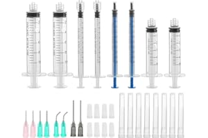 LUCKNIGHT Strzykawki 1 ml, 5 ml, 10 ml, 8 sztuk strzykawek z tępą igłą, strzykawka z tworzywa sztucznego, strzykawka dozująca wielokrotnego użytku, do płynów laboratoryjnych, nawadniania roślin, zastosowań
