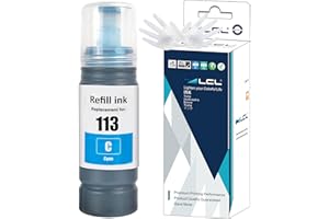 LCL 113 Cyan Ink Bottle Replacement for Epson 113 Ink Cartridge Bottles Compatible with Epson EcoTank ET-16150 ET-16600 ET-16650 ET-16680 ET-5150 ET-5160 ET-5170 ET-5800 ET-5850 (1 Pack)