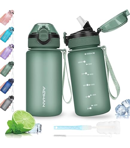 Drinkfles, 500 ml, drinkfles voor kinderen, drinkfles met rietje, motiverende drinkfles met tijdschaal, drinkfles voor meisjes, drinkfles voor school, camping, reizen, hardlopen