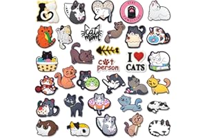 IHLUX 33 Pezzi Ciondoli per Scarpe Gatto, Charm per Scarpe Bradipo di Gatti, PVC Pins per Crocs Bradipo Ciondoli per Scarpe di Animale dei Cartoni Animati, Crocs Accessori DIY per Bambini