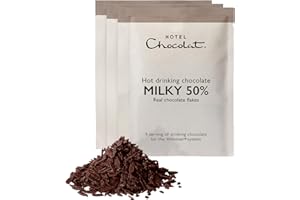 Hotel Chocolat Milky 50% Hot Chocolate Sachets - Luxury Chocolate Flakes - Pack of 20 Single-Serve Sachets, 700g - Made To Pair With The Velvetiser - Serve Hot or Iced