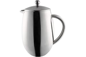 Grunwerg Café Olé BFD-08S cafetière ronde à double paroi en acier inoxydable 18/10 – fini satiné, 8 demi-tasses, 1 Liter