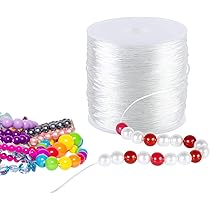 PH PandaHall Filo Elastico per Braccialetti Filo Elastico per Gioielli, Corde per Braccialetti Elastici Cordino Elastico Piatto Bianco per Organizzare Braccialetti Collane Gioielli (Bianco, 1mm