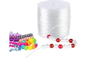 Giloty 100M Filo Elastico Trasparente per Braccialetti, 1MM Cordone in Nylon per Perline, Artigianato, Intrecciato, Cordoncino per Gioielli Fai da Te
