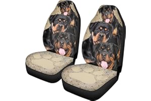 Xoenoiee ROTTWEILER Dog Paw Print Car Seat Cover Universal Fit 2 PCS Car Front Seat Cover Car Seat Protector for Truck SUV VAN