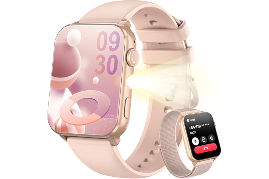 Blackview Smartwatch for Men and Women, Make and Answer Calls, 1.91 Inch Smart Watch 100+ Sports Modes/Sleep/Heart Rate Monitor/SpO2/Flashlight for Android IOS